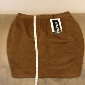 NWT Boohoo Faux Suede Brown Mini Skirt Size US4